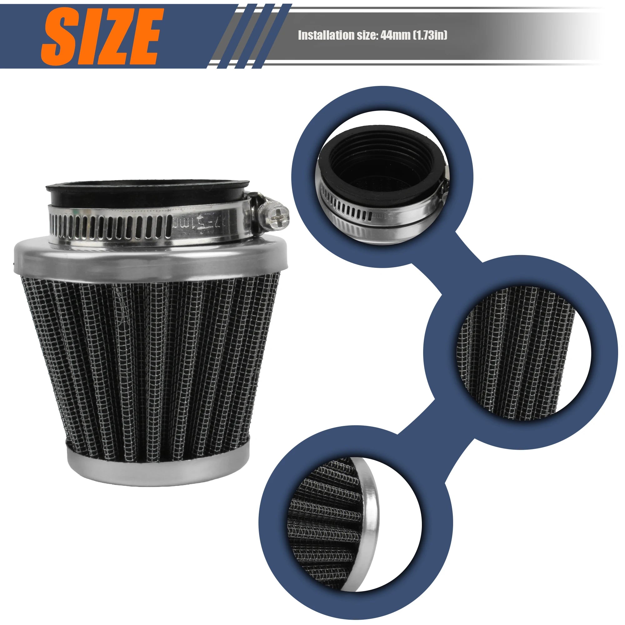 44mm Motorcycle Air Filters Systems For 50 70CC 90CC 110CC 125CC Universal ATV Pit Dirt Bike Go Kart Quad Motocross Accessories