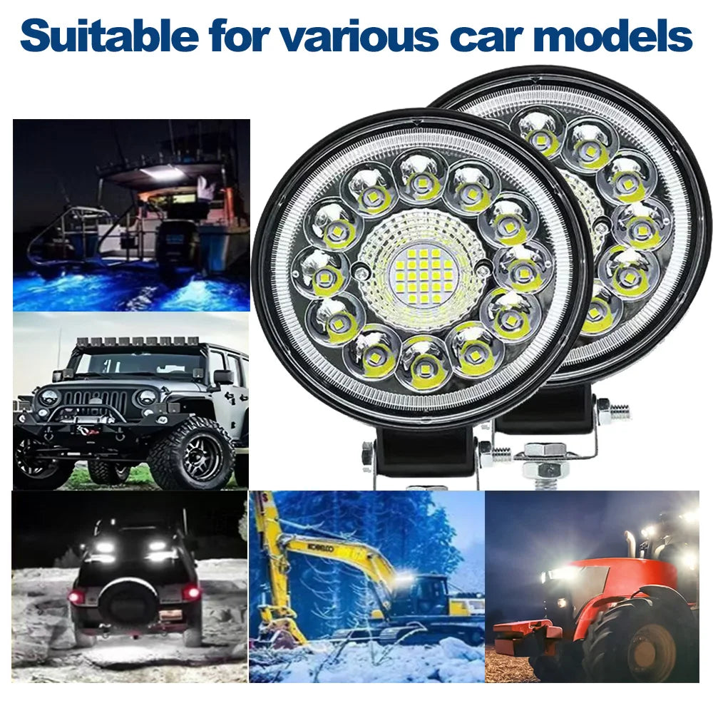 Car LED Light Bar 99W LED Work Light  Round Square Off Road Spotlight for Jeep Truck ATV 4X4 Car ATV Barra LED Headlights 12-24V