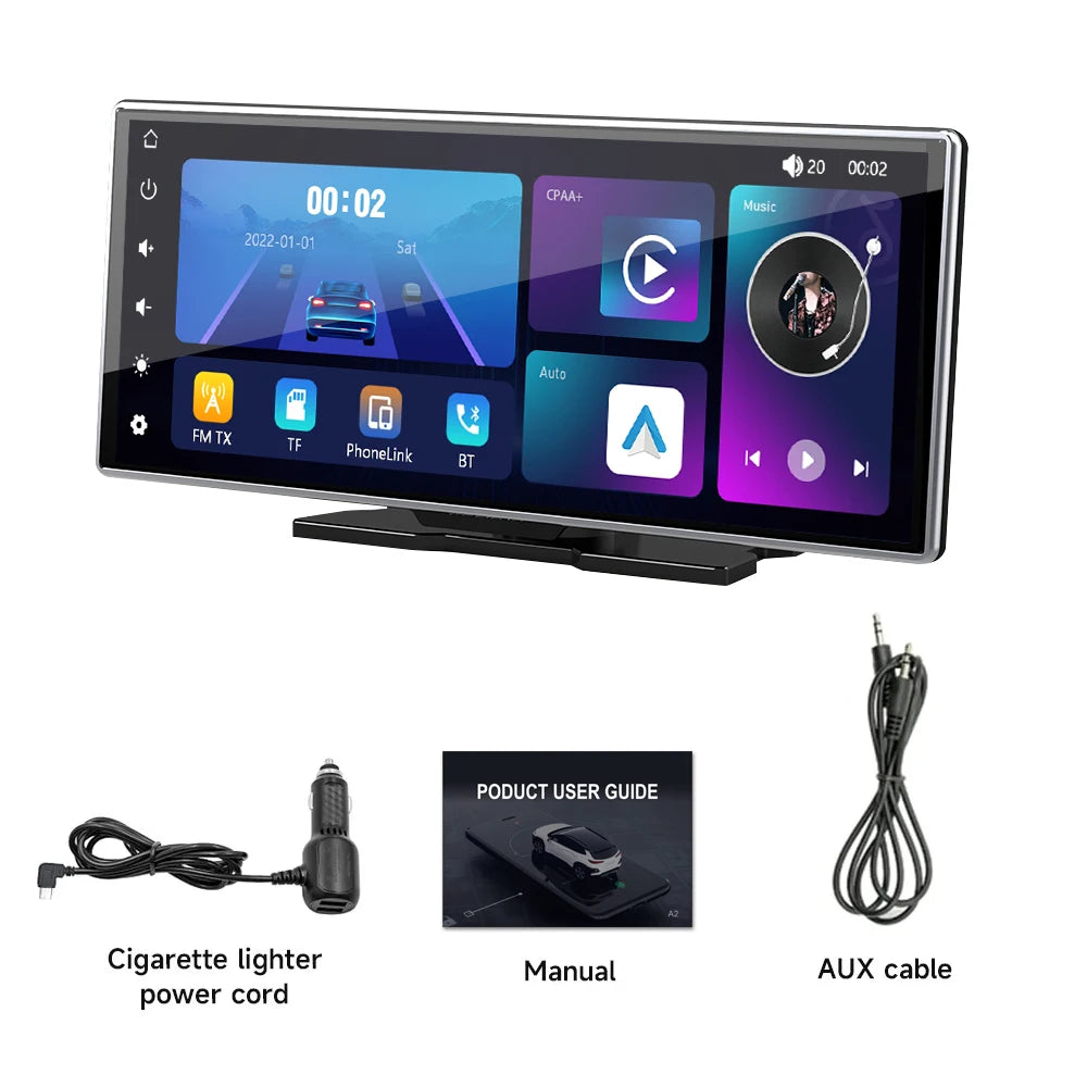 11.26 inch IPS Touch Screen Multimedia Video Player Portable 4K DVR Wireless CarPlay/Android Auto Dual Lens Driving Recorder