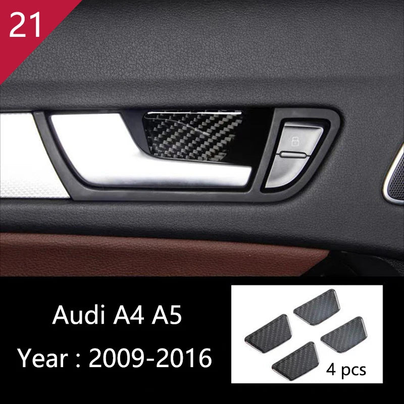 For Audi A4 S4 RS4 B8 8K A5 S5 RS5 8T 8F Carbon Fiber Interior Auto Gear Shift Panel Cover Frame Trim Sticker Car Accessories