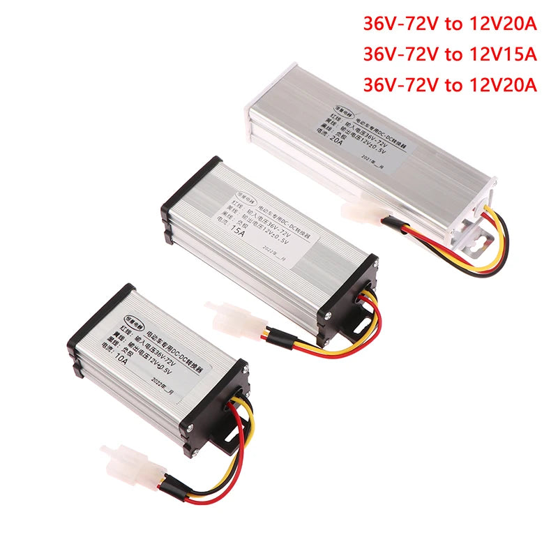Electric Vehicle DC Converter 36/48/60/72V to 12V 10A 15A 20A 180W Power Transformer for EVs