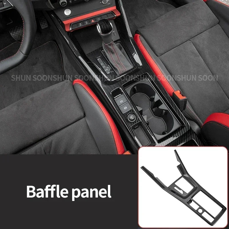 Car Interior for Audi Q3 F3 2019 2020 2021 2022 2023 Carbon Fiber Pattern Center Console Panel Decoration Accessories