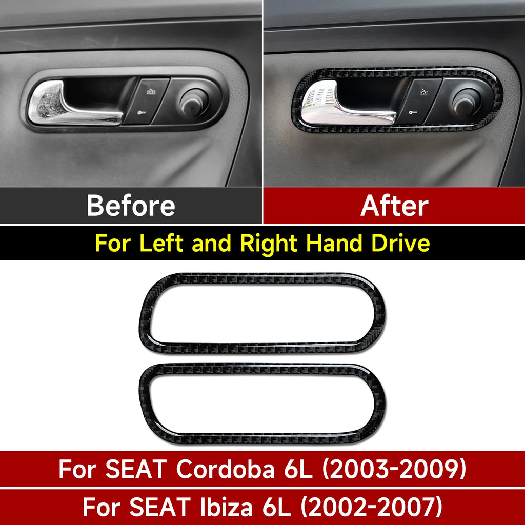 For SEAT Cordoba Ibiza 6L (2002-2009) Trim Accessories. Carbon Fiber Interior Sticker. Car Inner Door Bowl Panel.