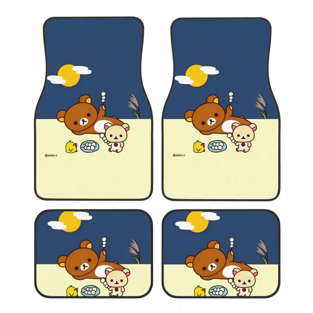 Rilakkuma Car Floor Mats Carpet Set of 4 Anti-Slip Universal Automotive Floor Mat Fit for Mid Trucks
