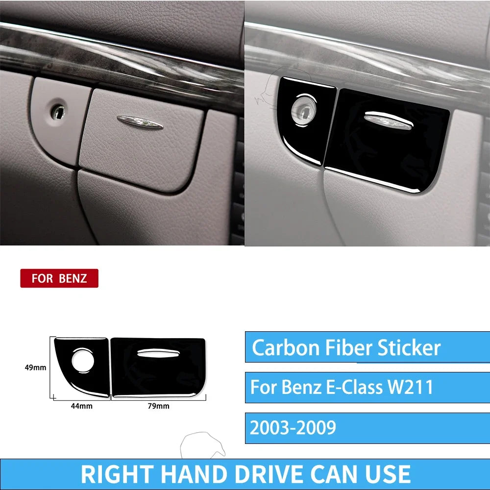 For Mercedes W211 E Class Accessories Interior 2003-2009 Co-pilot Storage  Speedometer Headlight Dashboard Stickers Piano Black