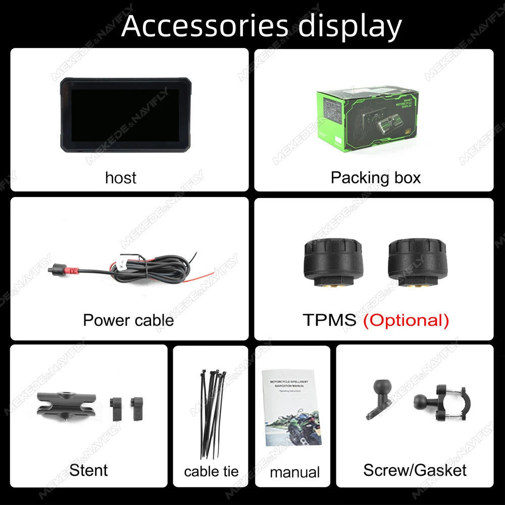 Wireless CarPlay Moto Android Auto 6“ Portable Digital Motorcycle Dashboard GPS Navigation Display Screen Monitor Optional TPMS