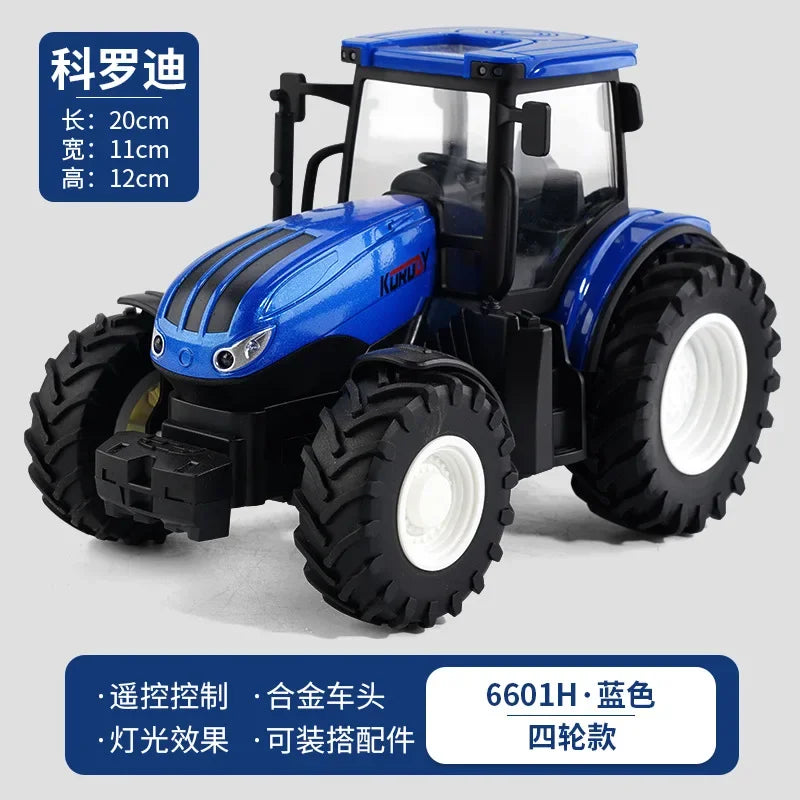 Camión tractor con remolque RC 1/24, vehículo agrícola eléctrico de ingeniería de 2,4 G, cosechadora, equipo agrícola, juguetes para niños, regalos.