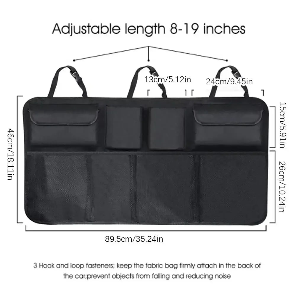Multi-Pocket Car Trunk Organizer High Capacity Adjustable Backseat Storage Bag Auto Seat Back Hanging Organizer