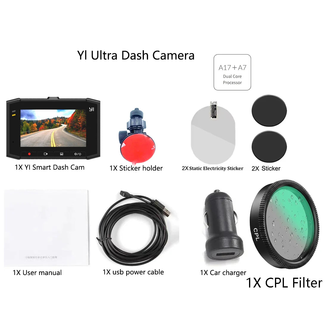 YI Smart Dash Cam For Car ADAS 2.7 Screen Full HD 1080P Dash Cam with Night Vision ADAS upgrade International Version