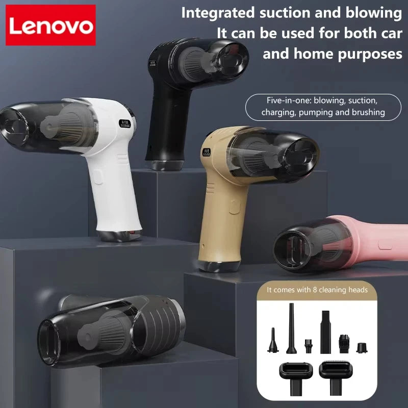 Lenovo 8-in-1 Car Vacuum Car Vacuum Cleaner Portable Mini Cordless Vacuum 45000pa Powerful Car Suction Machine For Car Home New