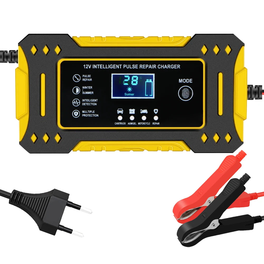Motorcycle Battery Charger Car Accessories 12V 6A Intelligent Fast Charging 3 Stages Lead Acid AGM GEL Battery-chargers