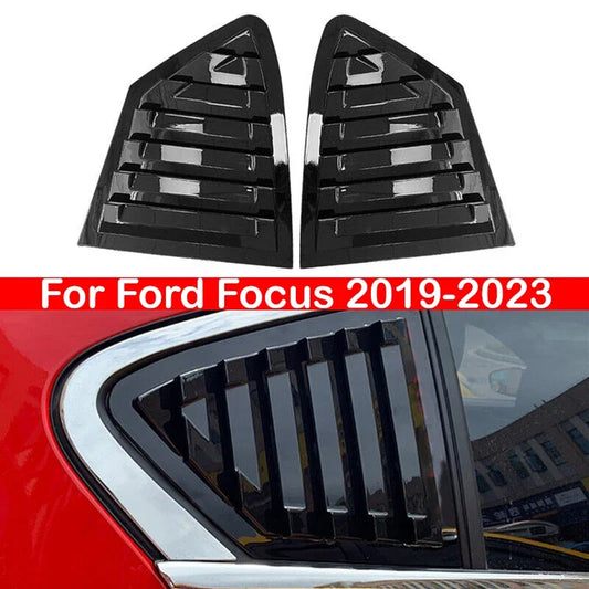 For Ford Focus 2019-2023 Sedan Hatchback Car Rear Louver Window Side Shutter Cover Trim Sticker Vent Scoop ABS Carbon Fiber Auto