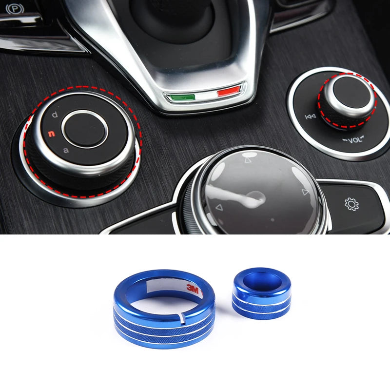For Alfa Romeo Giulia Stelvio 2017-2020Car Center Console Multimedia Knob Switch Ring Decoration Cover Trim Interior Accessories