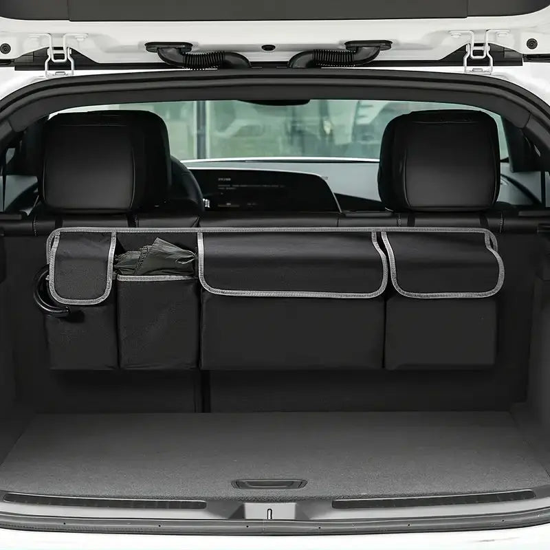 Car Organizer Trunk Storage Bag with 4 Pockets Multi-Functional Car Trunk Organizer, Backseat Storage Bag with Adjustable Straps