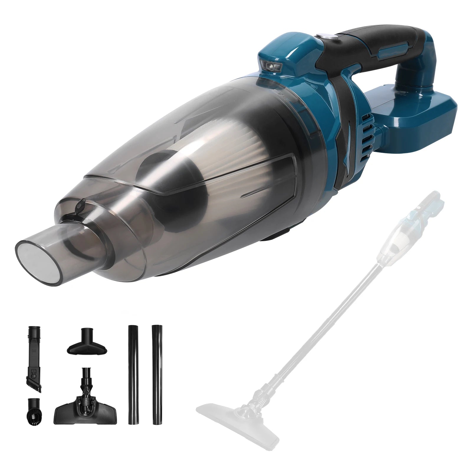 Portable Cordless Vacuum Cleaner 18V 10Kpa Strong Suction with 4 Attachments for Home Car Gap Cleaning 750ml Dust Bin