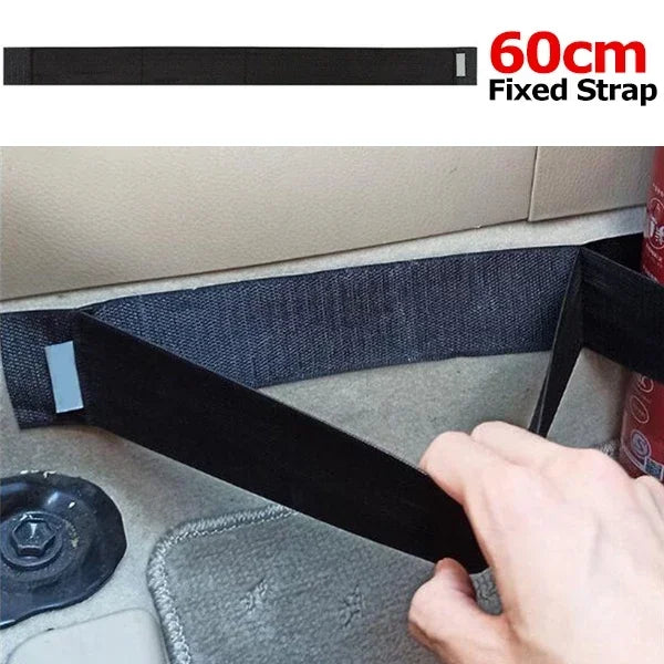 Car Trunk Elastic Mesh Fixed Straps Car Interior Organizer Extinguisher Storage Net Bag Seat Back Fixing Bag Auto Car Accessory