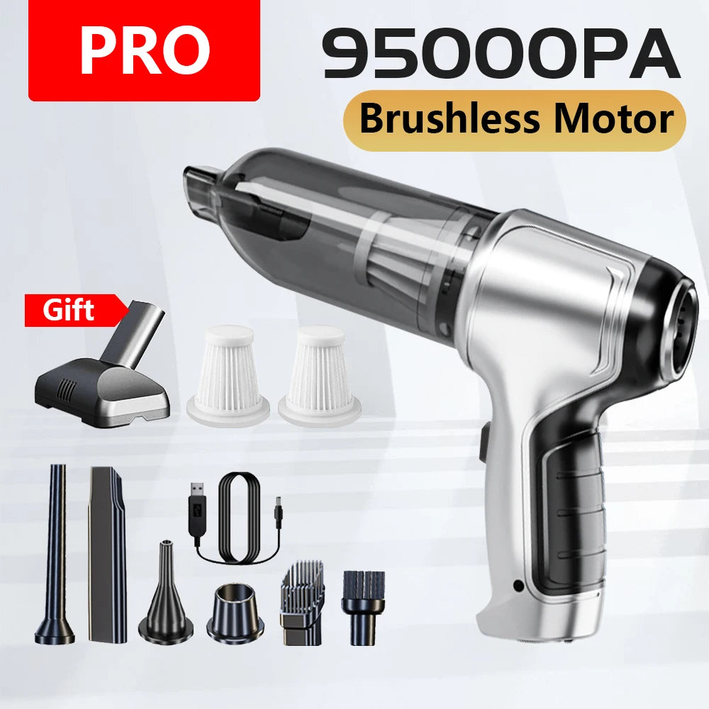 95000PA Car Vacuum Cleaner Powerful Cleaning Machine Car Accessories Home Auto Robot Wireless Cleaner Appliance Strong Suction