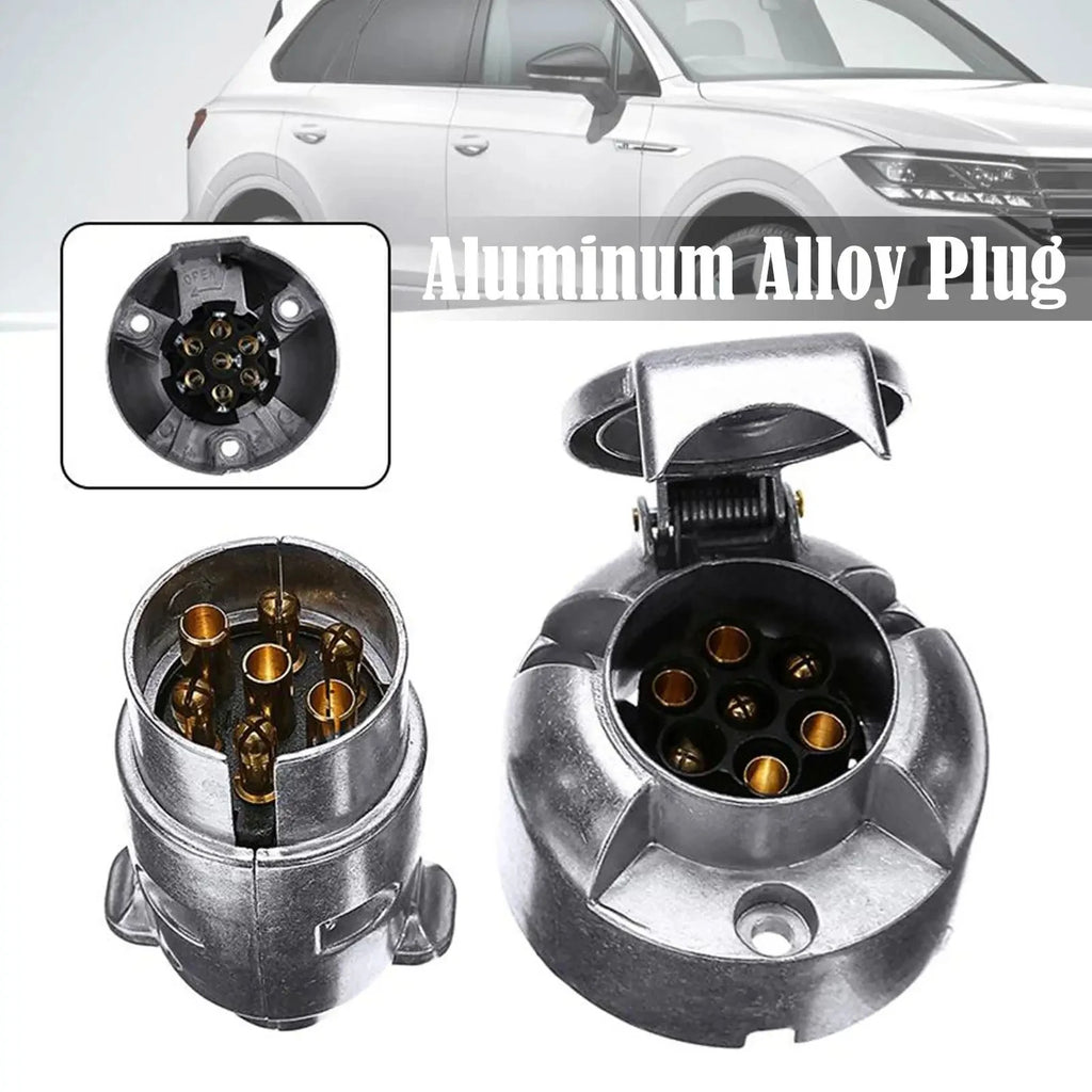 7 Pin Aluminium Alloy Plug Trailer Truck Towing Electrics Durable 12V Connector EU Plug Professional Replacement For Truck