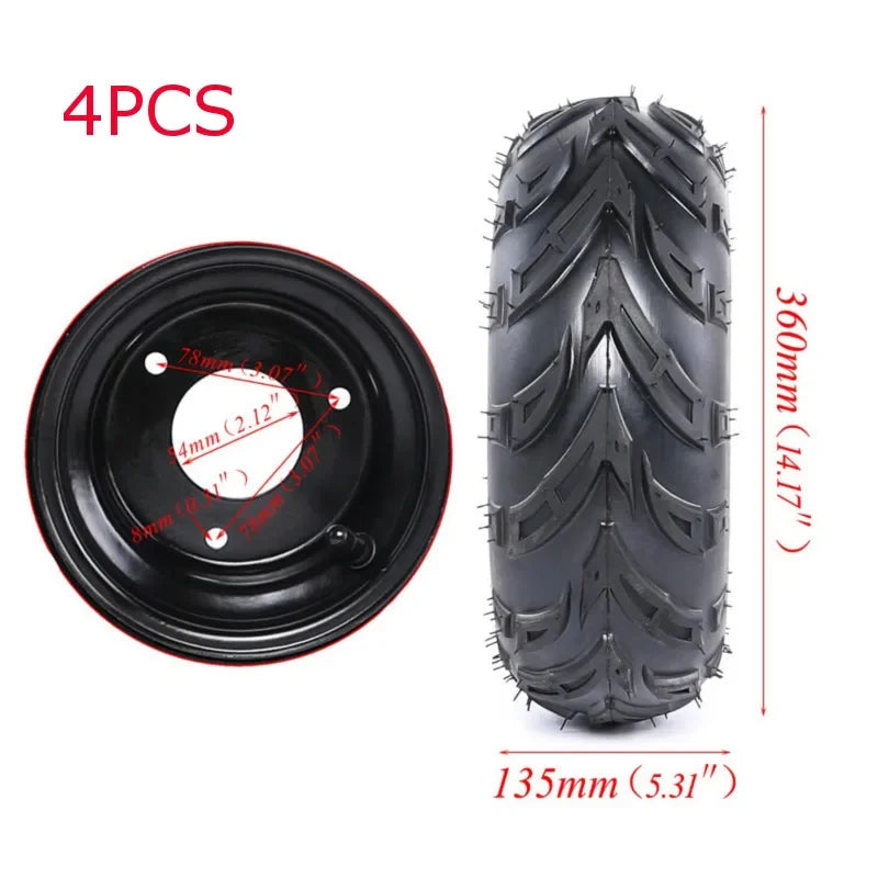 4 Pack 4.10-6 or 145x70-6 or 16X8-7 Tires Tyre Wheels Rims For Go Kart Scoote QUAD Bike Buggy Trolley Drift Trike DIY ATV