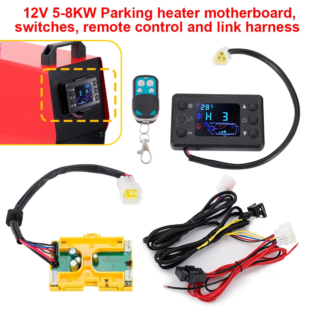 Accesorios para calentador de estacionamiento, placa base, pantalla LCD, control remoto, conjunto combinado de piezas para camión, accesorios para calentador de aire diésel