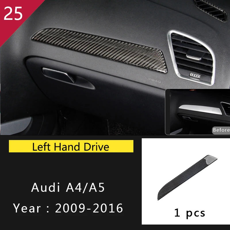 For Audi A4 S4 RS4 B8 8K A5 S5 RS5 8T 8F Carbon Fiber Interior Auto Gear Shift Panel Cover Frame Trim Sticker Car Accessories