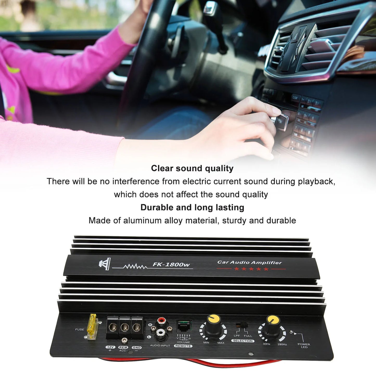 Automotive Amplifier Car Audio Amplifier Automotive Amplifier 12V 1800W Car Stereo Audio High Power Amplifier Sub Woofer for Car