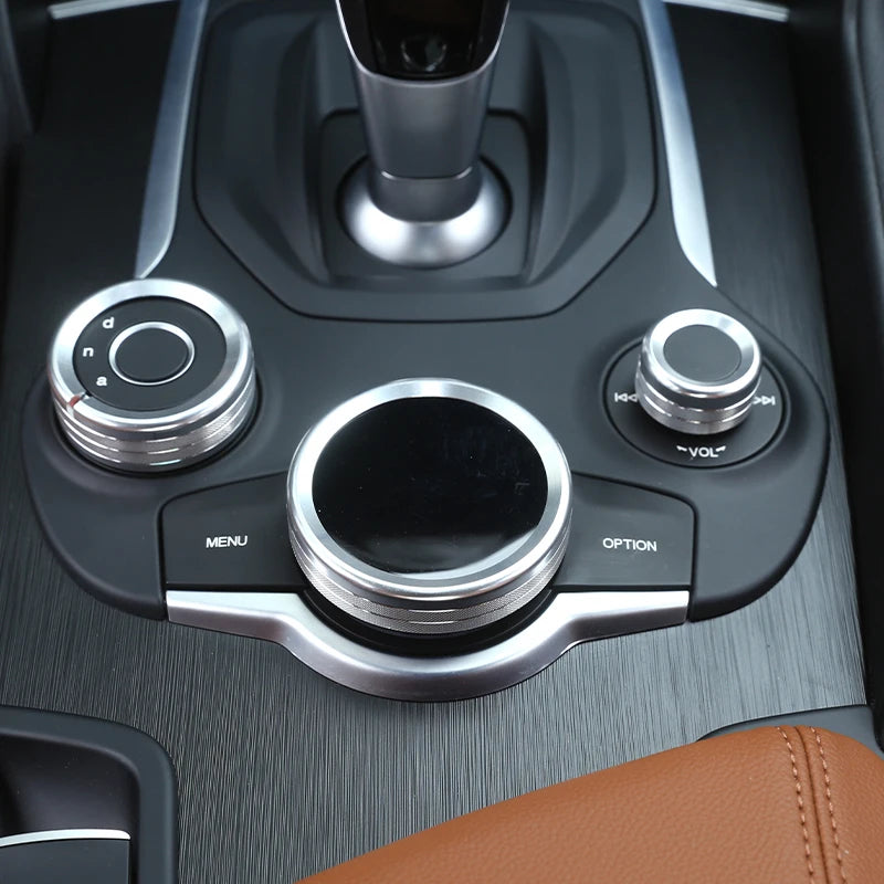 For Alfa Romeo Giulia Stelvio 2017-2020Car Center Console Multimedia Knob Switch Ring Decoration Cover Trim Interior Accessories