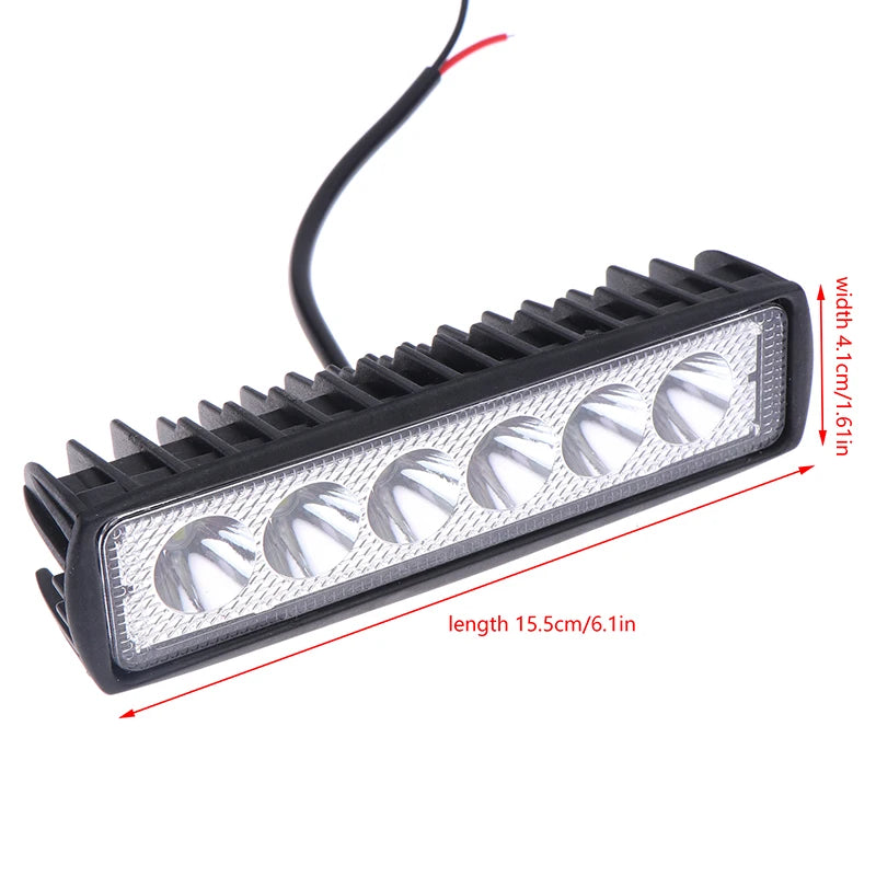 New Sale Car LED Light Bar 12V 18W 6000K Work Light For Car Motorcycle Truck Trailer Offroad Headlights Driving Light