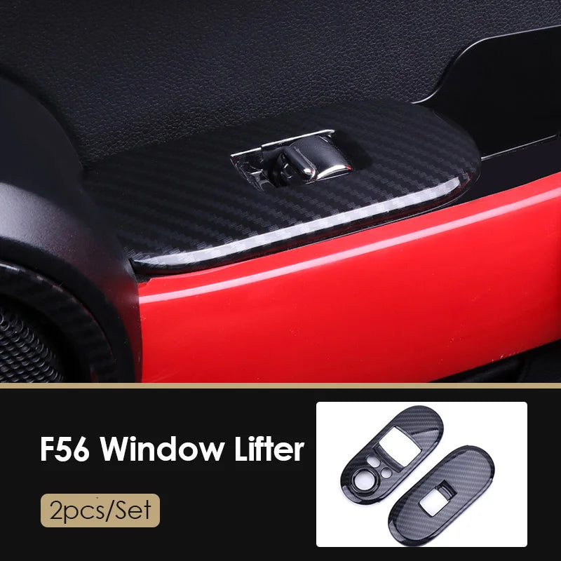 AMBERMILE for Mini Cooper F56 Accessories Car Interior Carbon Fiber Texture Console Air Outlet Door Speaker Handle Cover Trim