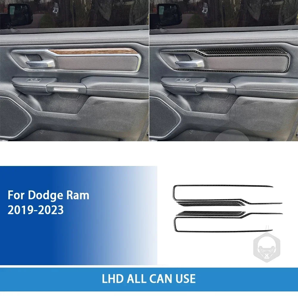 For Dodge Ram 2019 2020 2021 2022 2023 Accessories Carbon Fiber Car Interior Grar Handle Air Outlet Trim Sticker Decoration