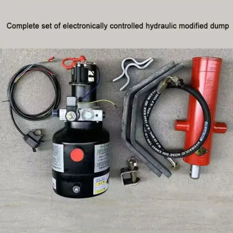 Piezas de modificación hidráulica de volquete, kit de autodescarga hidráulica, control eléctrico, elevador, triciclo eléctrico de 12 V-60 V