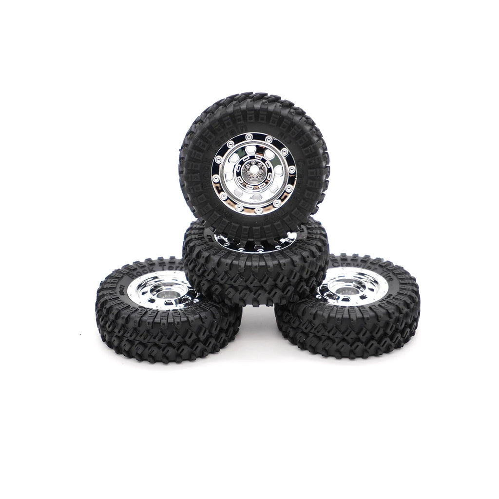 1/18 RC Crawler TRX4M Parts 4PCS 1.3inch Beadlock Wheel Rubber Tyres 60*21mm Front Rear Tires 7mm HEX for RC Car Upgrade Parts