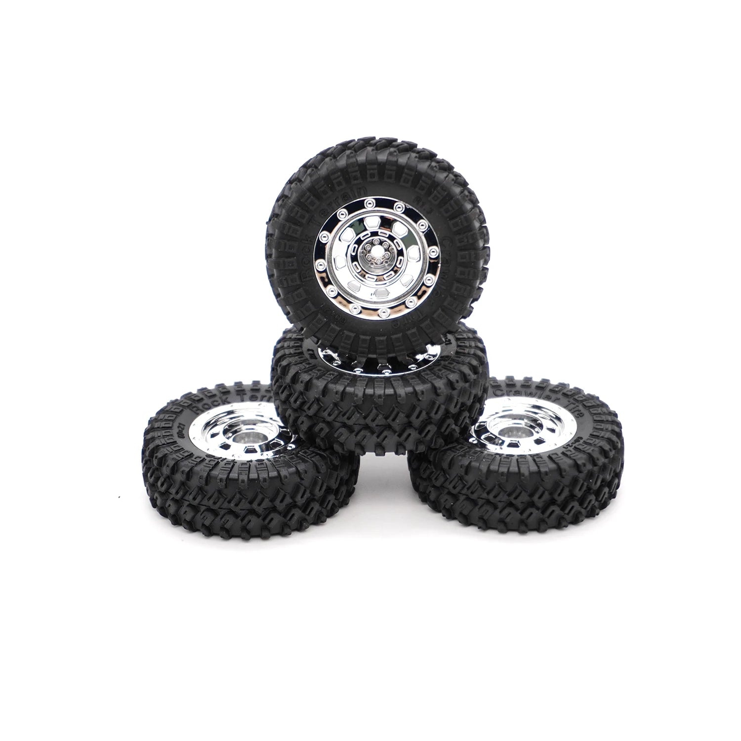 1/18 RC Crawler TRX4M Parts 4PCS 1.3inch Beadlock Wheel Rubber Tyres 60*21mm Front Rear Tires 7mm HEX for RC Car Upgrade Parts
