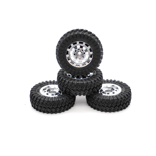 1/18 RC Crawler TRX4M Parts 4PCS 1.3inch Beadlock Wheel Rubber Tyres 60*21mm Front Rear Tires 7mm HEX for RC Car Upgrade Parts