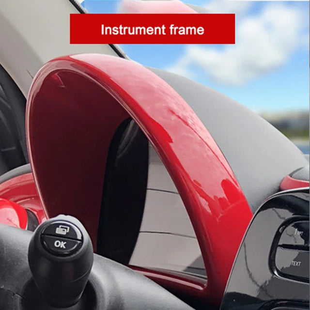 Car Red Interior Modified Steering Wheel Decoration Sticker For New Smart 453 Fortwo Forfour Car Accessories Styling