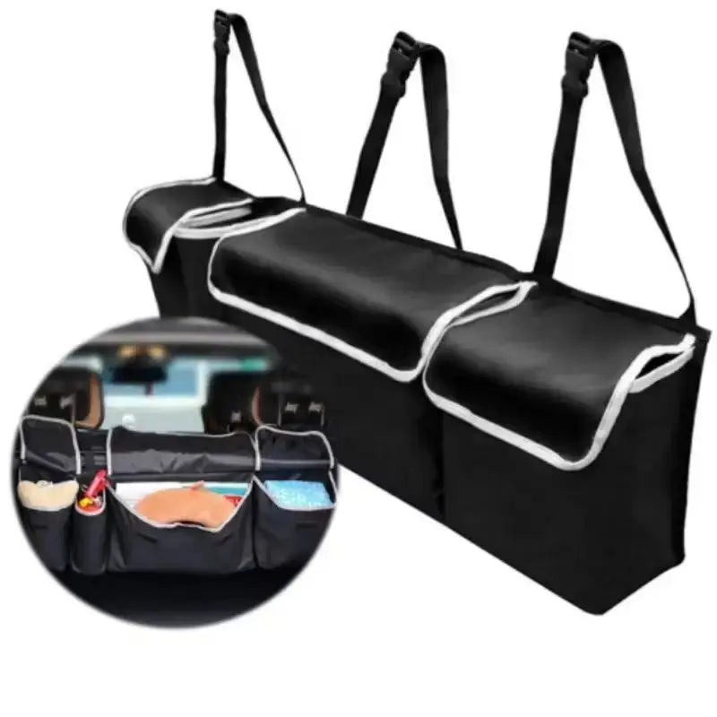 Car Trunk Organizer, Backseat Hanging Large Storage with Adjustable Straps, Waterproof Collapsible Cargo Bag with 4 Pockets