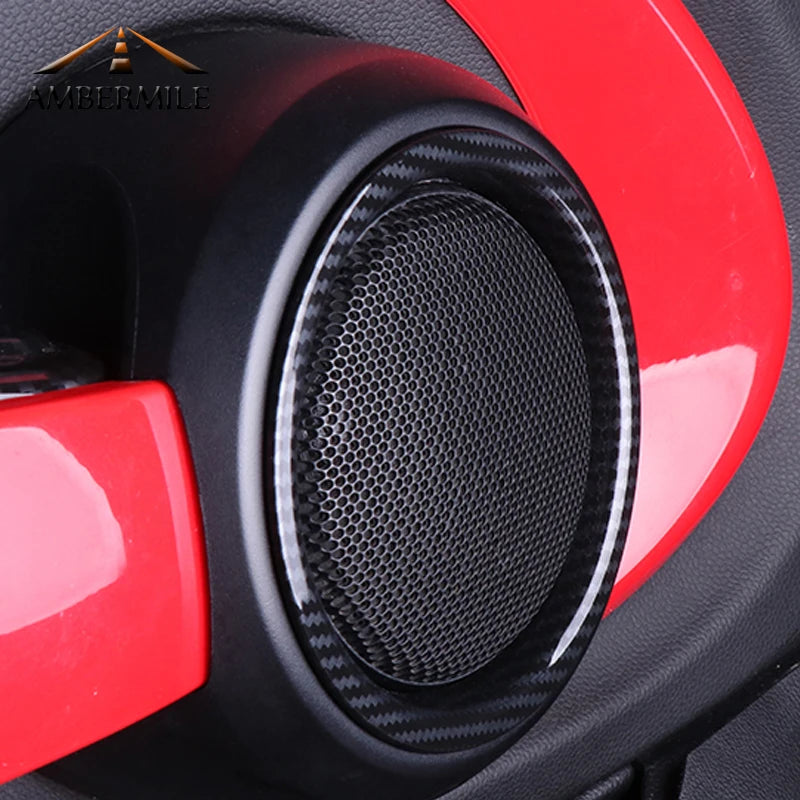 AMBERMILE for Mini Cooper F56 Accessories Car Interior Carbon Fiber Texture Console Air Outlet Door Speaker Handle Cover Trim