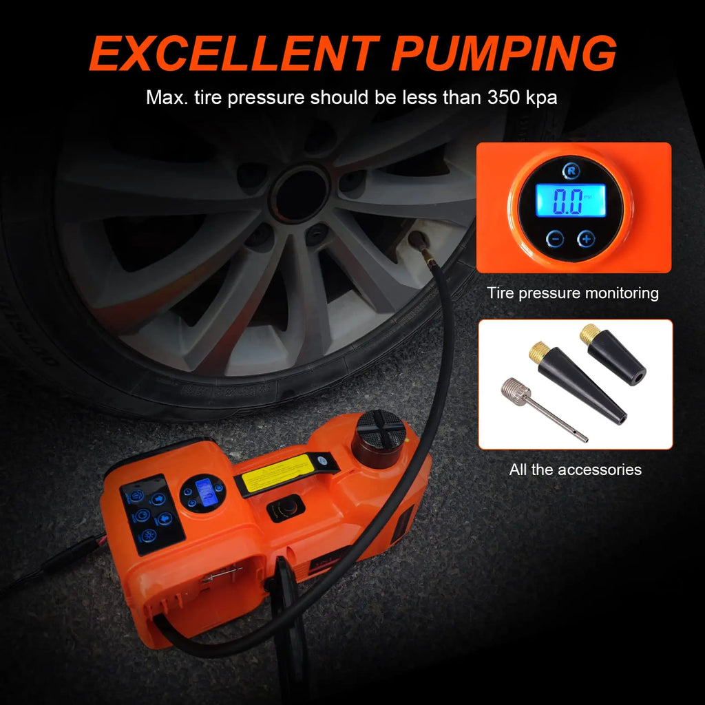 Electric Car Jack Kit 5Ton 12V Hydraulic Car Jack Lift For SUV MPV Sedan Truck Change Tires Garage Repair With LCD