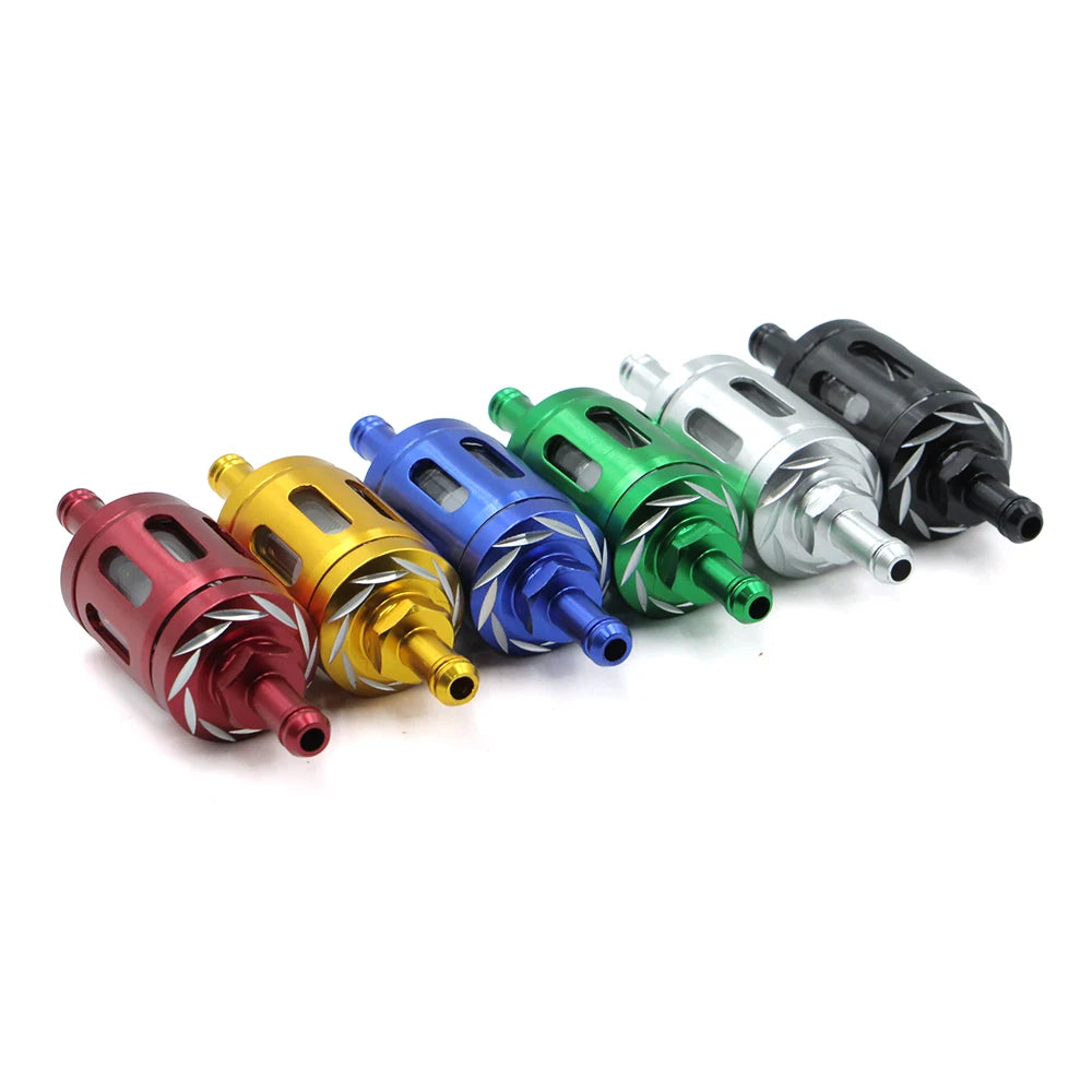 Motorcycle 8mm CNC Aluminum Glass Gas Fuel Oil Filter For ATV Dirt Pit Bike 125/140/150/160cc CRF70 90 110 250 TTR100 110 KLX65
