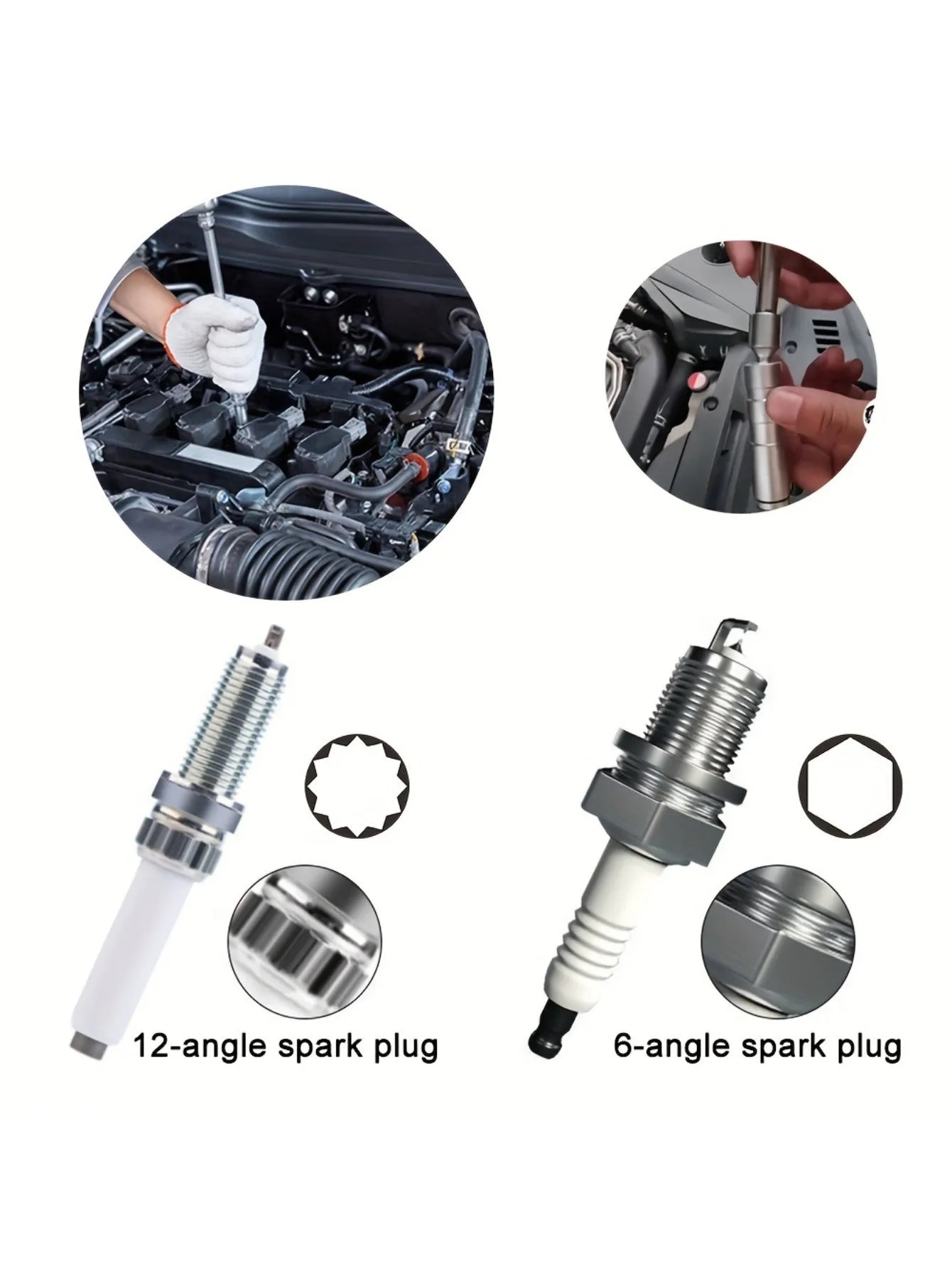 Spark plug socket wrench adapter 14mm 16mm universal joint with magnetic flexible thin-walled 3/8 "drive car maintenance tool