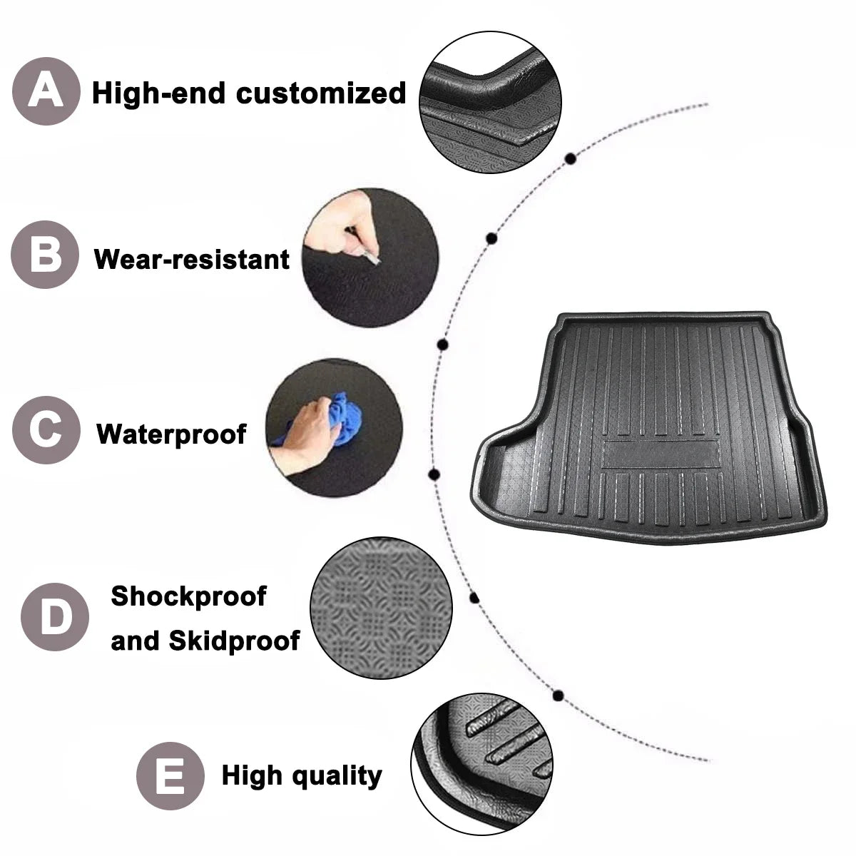 Car Floor Mat Carpet For Mazda3 Axela Sedan 2014 2015 2016 2017 2018 Rear Trunk Anti-mud Cover