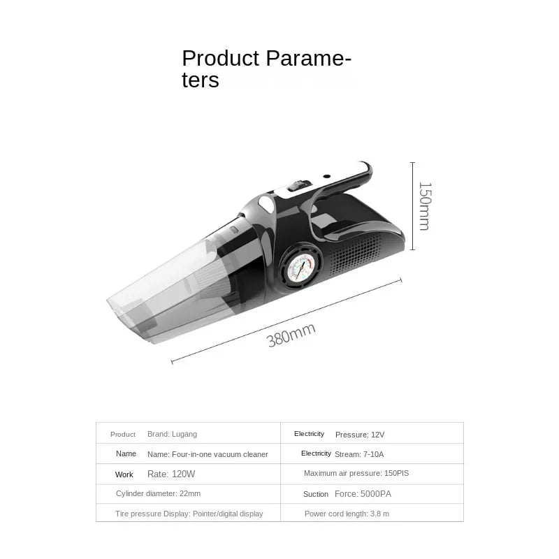5000PA Wireless Car Vacuum Cleaner Handheld Auto Vacuum Home Car Dual Use Mini Vacuum Cleaner Inflatable Lighting Multifunction