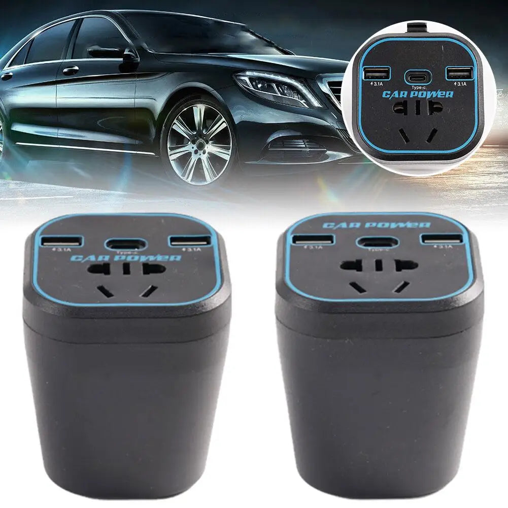12V/24V To 220V Car Multifunctional Charger For Laptop Tablet Camera MAX 200W Car Power Inverter Fast Charging Type-C Charger