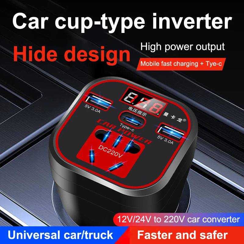 Car Power Inverter 12V/24V TO 110V 220V Converter Type-C Multi-function Charger Socket 3.1A Fast Charger Car Power Converter