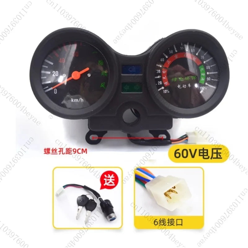Electric Tricycle Dashboard 48V/60V/72V, Universal  Display for Mileage, Cumulative Voltage, Battery Level, and Speed