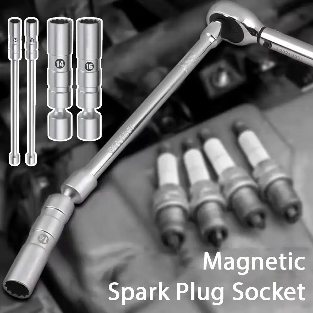 Spark Plug Socket Set, Swivel Universal Joint Magnetic Thin Wall 3/8" Drive, for 14mm 16mm Spark Plug, Professional Removal Tool