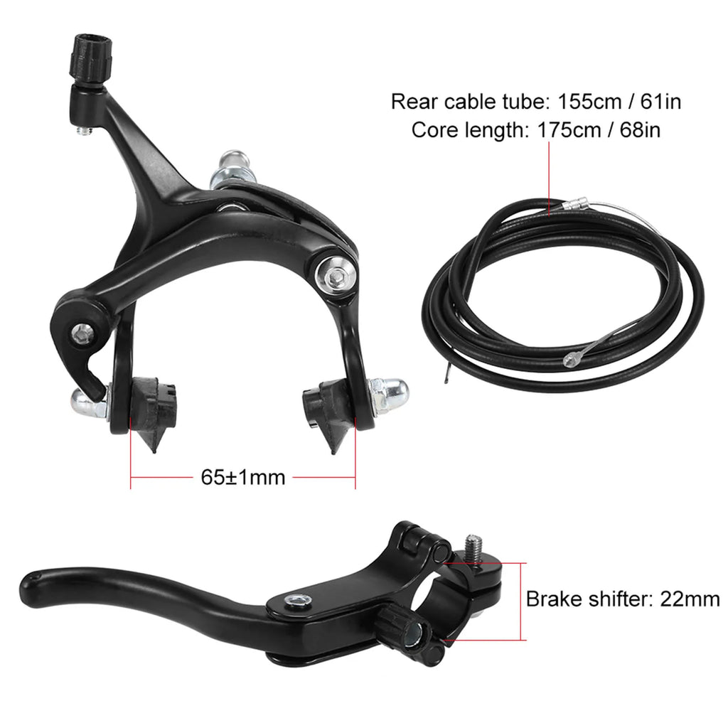 Front / Rear Fixie Bike Brake Kit Road Bike Cruiser Brake Set Bike Caliper Brake Kit Side Pull Brake Set