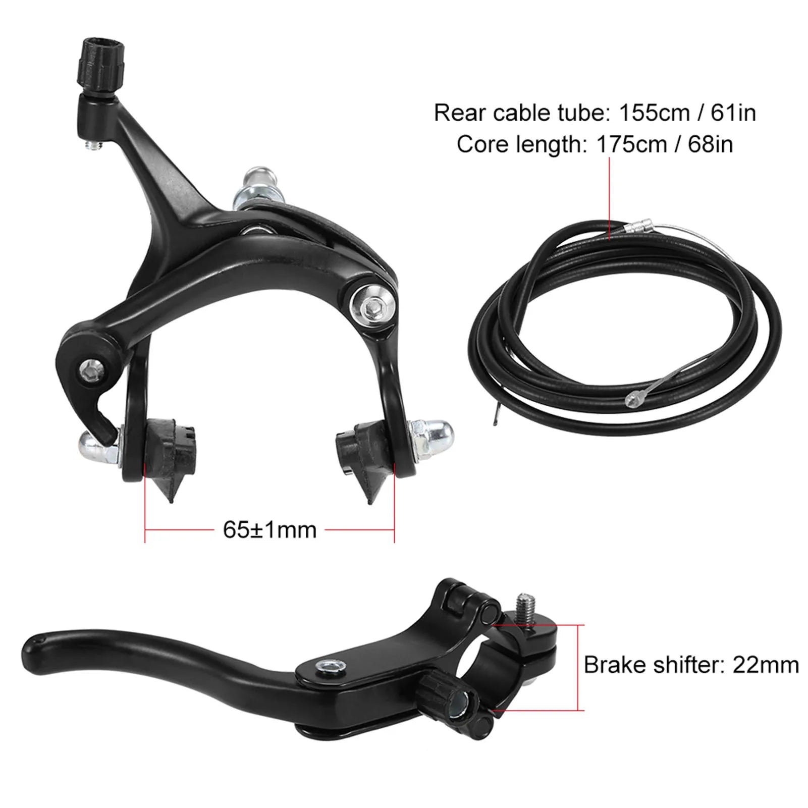 Front / Rear Fixie Bike Brake Kit Road Bike Cruiser Brake Set Bike Caliper Brake Kit Side Pull Brake Set