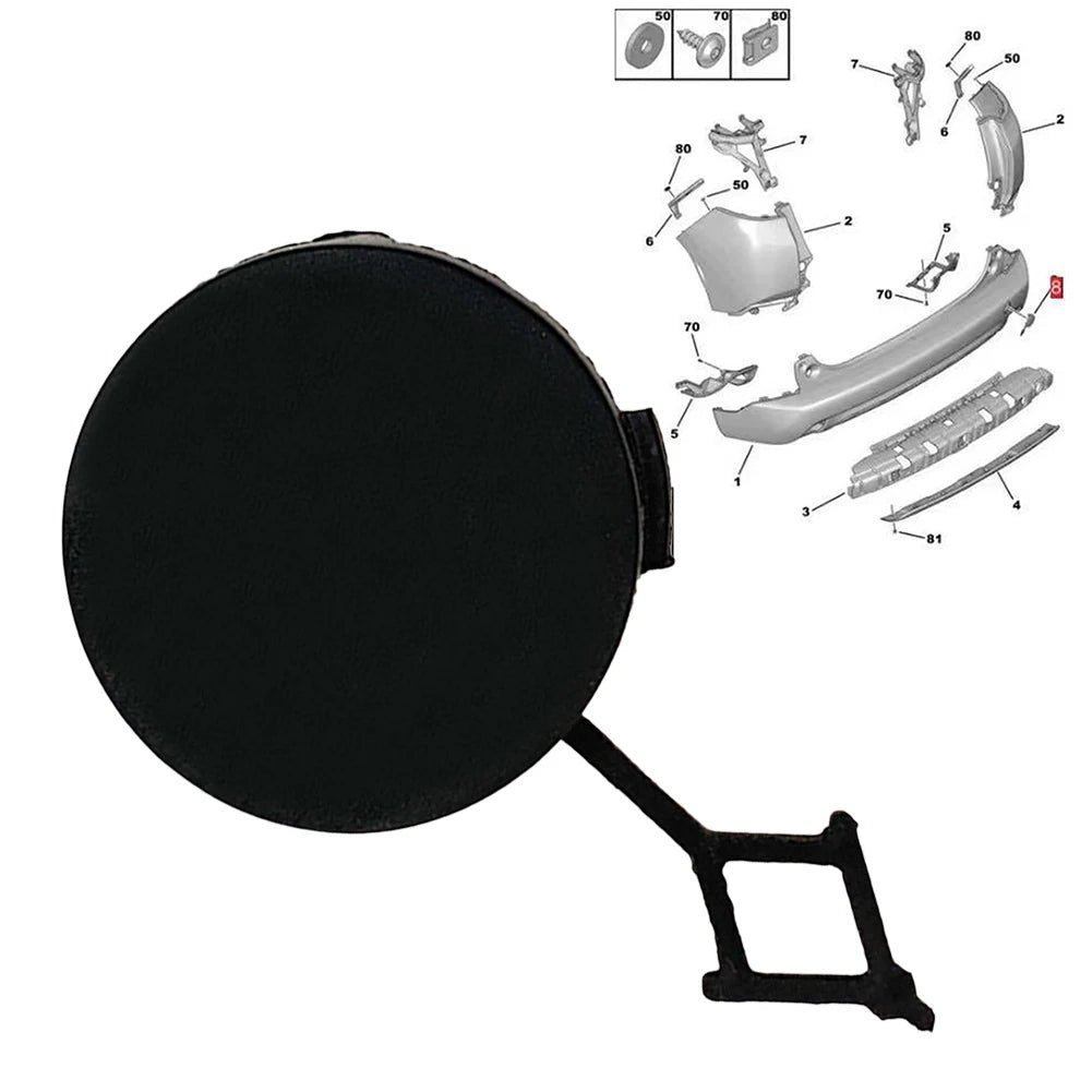 Car Rear Bumper Tow Hook Cap Cover For 2008 2013-2016 1612394180 Trailer Tow Hook Cover Car Accessories