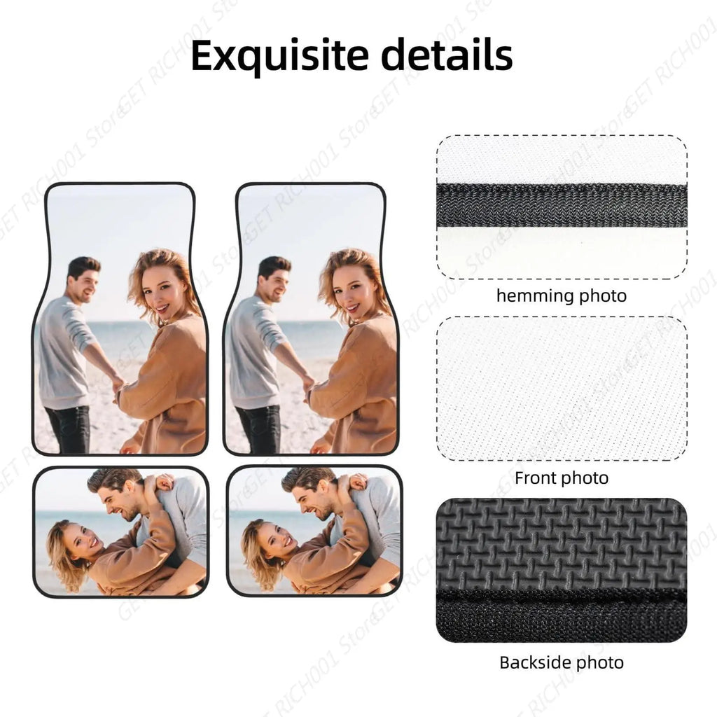 Custom Floor Mats for Cars 4 Piece Personalized Add Your Name Photo Logo Text Customized Car Floor Liners Car Accessories